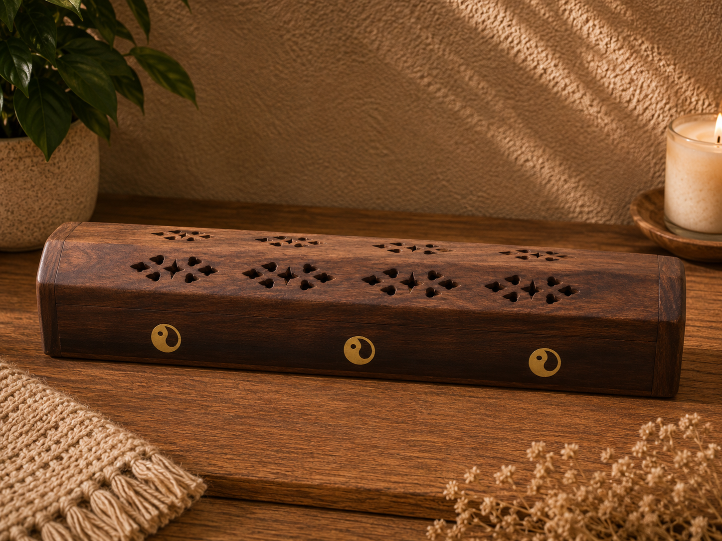 Incensario Caja de Madera Yin Yang